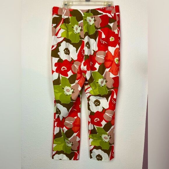 Natori Tropical Asian Floral High Rise Straight Leg Pants luxury fabric - Picture 2 of 8
